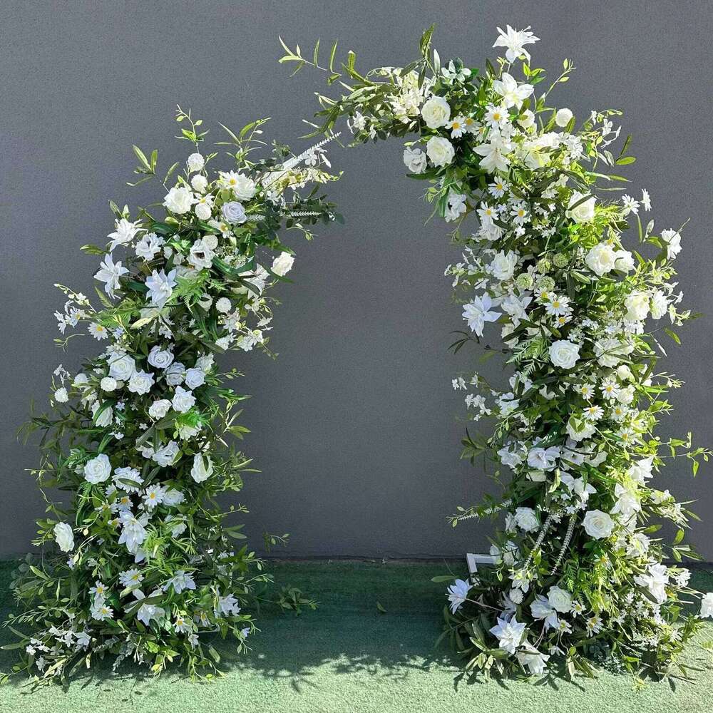 Trumpet Arch Artificial Flower Arrangement, Moon Shape, Wedding Background Props, Party Decoration, Luxury Y260130