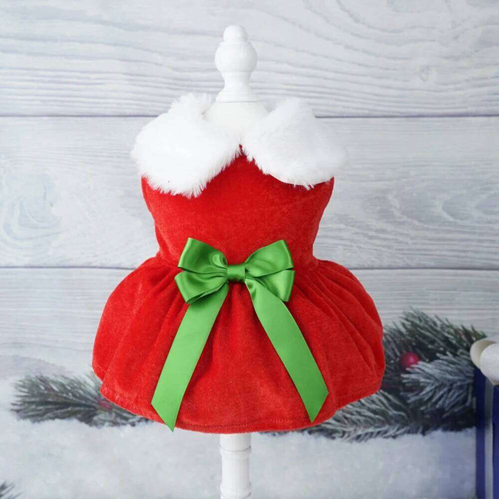 Dog Cute Xmas Puppy Costume Soft Small Pet Red Skirt Suit Comfortable Easy To Clean Christmas Dress Up Supplies H260130