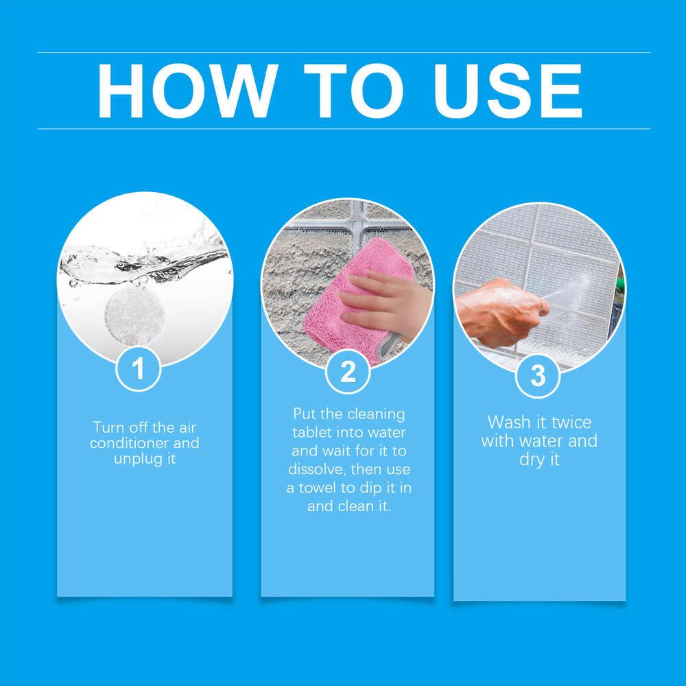 Jakehoe Tablets Household Air Conditioner Filter Net Wall-Mounted Indoor Unit Deep Cleaning Remove Dust Odor S260130