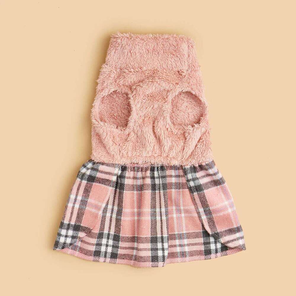 Dog Dress Small Warm Costume Plaid Printed Puppy with Doggie Pet Clothes Bowknot Apparel for Dogs Cats Daily Wear H260129