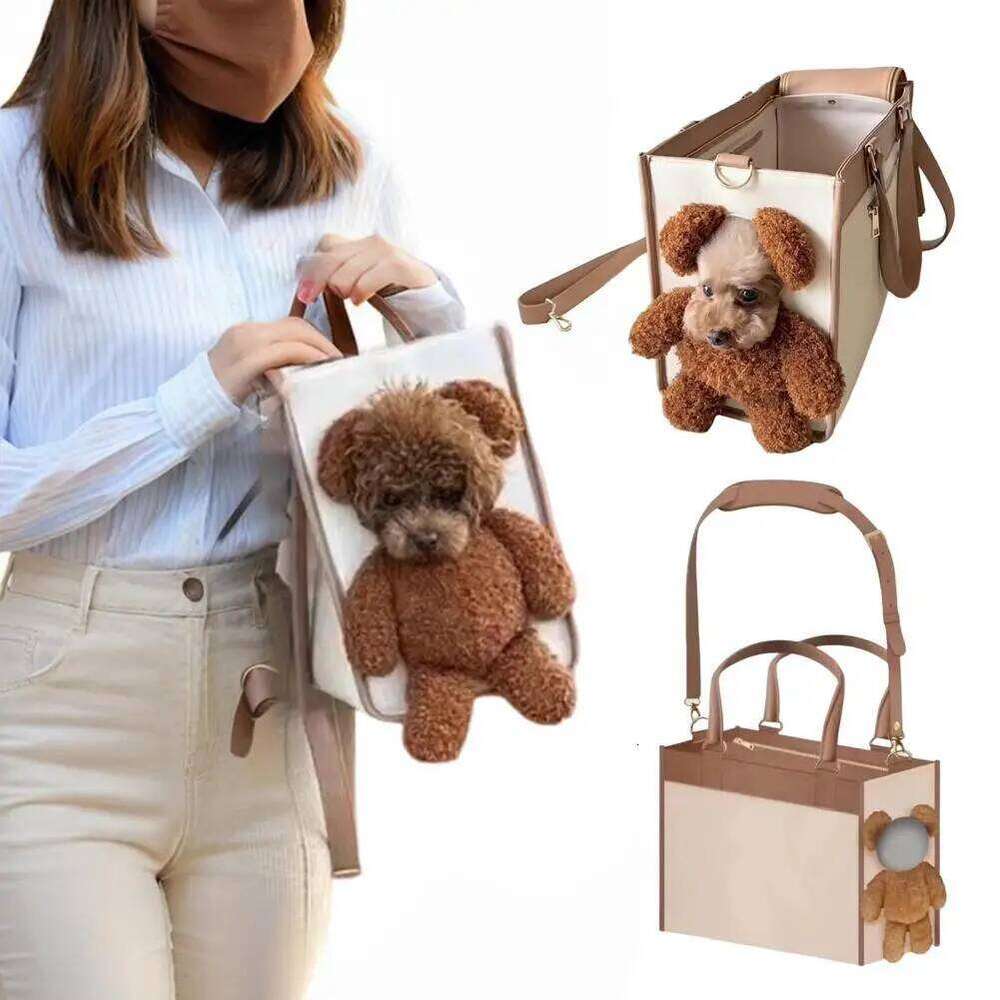 Dog Tote with Leash Clip Peek Window Soft Shoulder Bag Pet Carrier Handbag for Small Dogs or Cats Bichon Poodle Yorkie 26H0130
