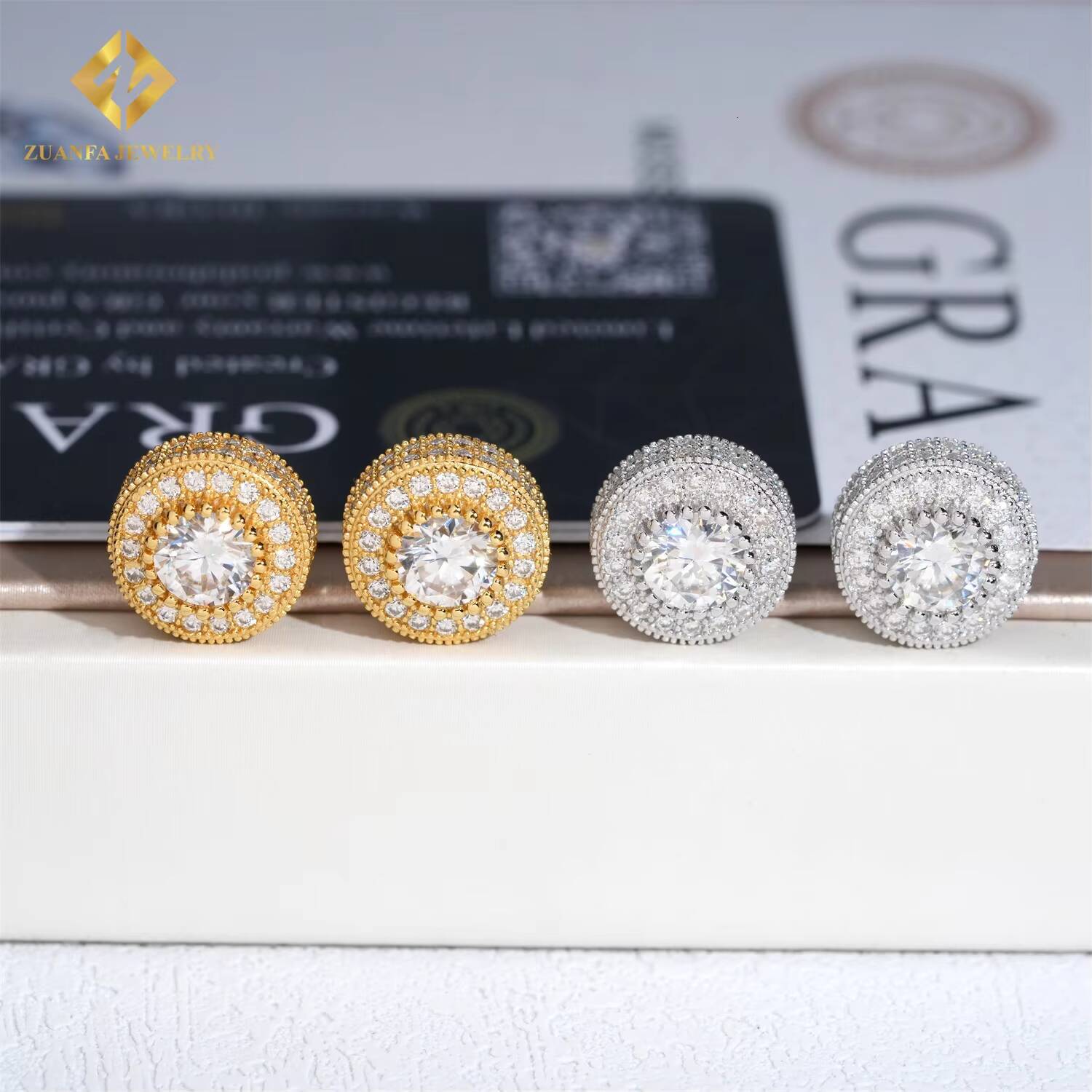 65mm Main Stone 925 Silver Iced Out Ear Studs Moissanite Hiphop Jewelry D VVS Moissanite Diamond Stud Earrings Men Women