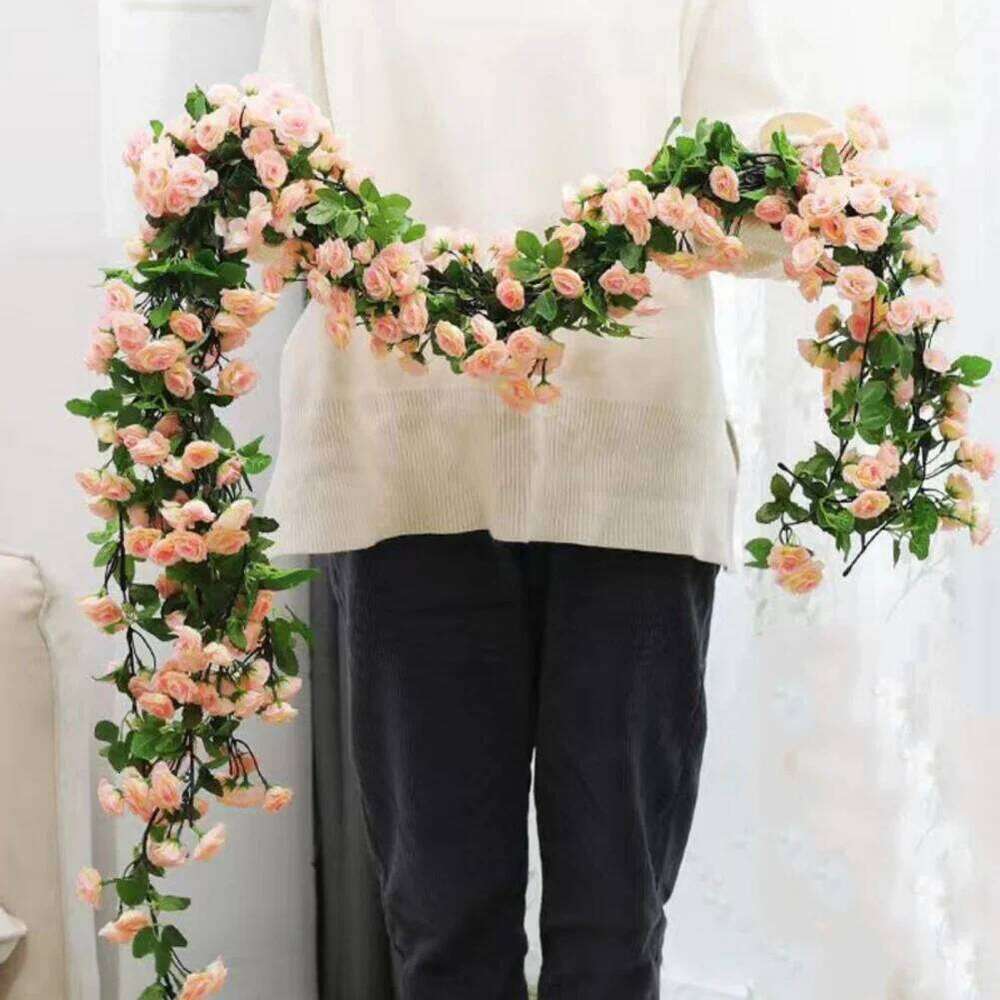 Garland Artificial Rose Hanging Fake Flower Wall Decor Vines Ivy Garlands for Wedding Party Craft W260130