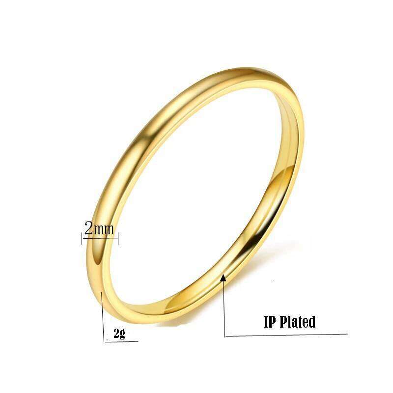 Maxmoon 2020 2mm Thin Rose Gold Anti-Allergy Smooth Simple Titanium Steel Wedding Rings for Women Valentine's Day Present XJ260130