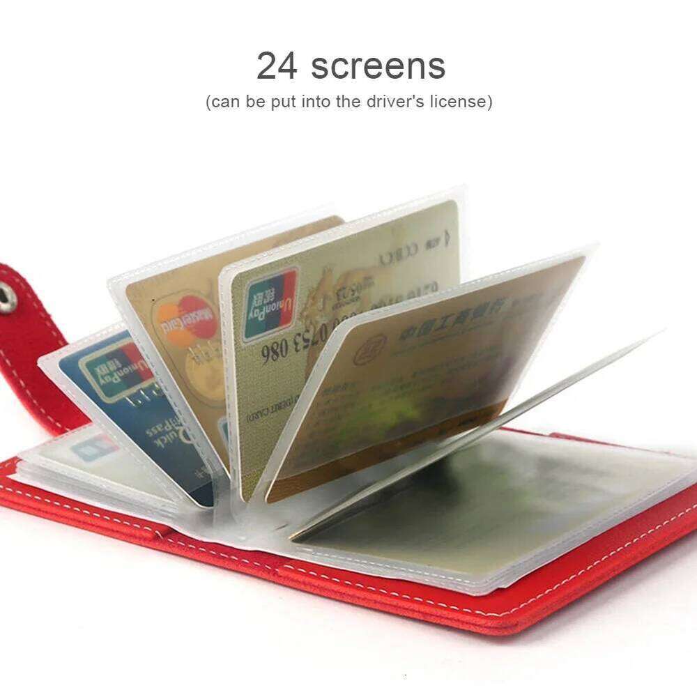 Multifunctional PU Leather Card Holder, 24 Slot Slim Wallet for ID s, Candy Color Compact Purse Z260130