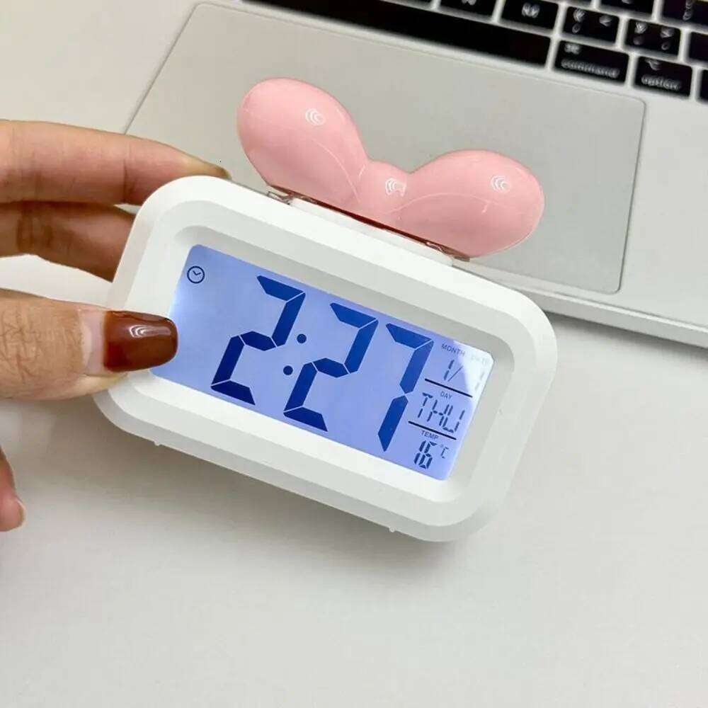 Bowknot LED Digital with Night Light Temperature Detection Alarm Gift Multifunctional Desktop Clock W260130
