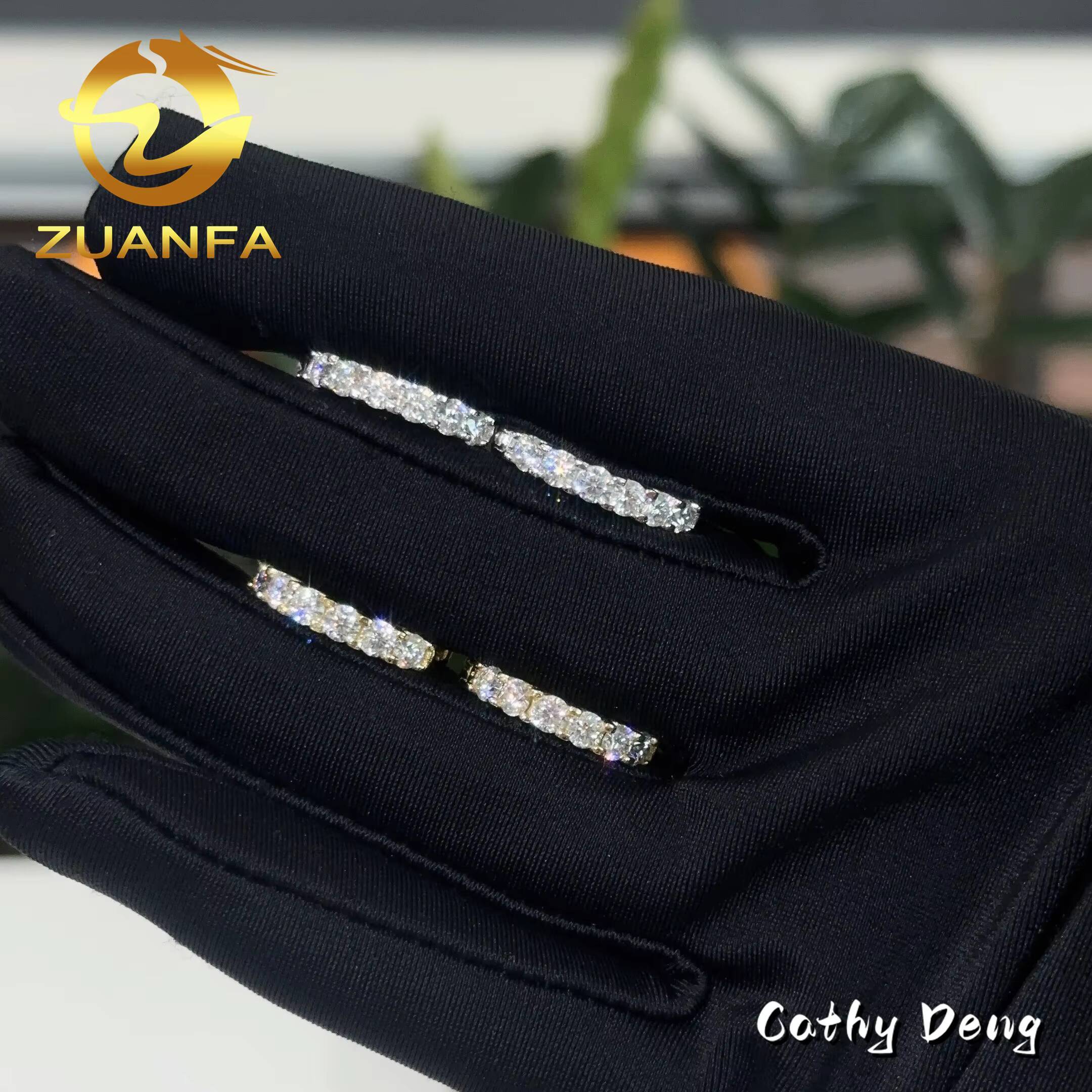 Pass Diamond Test High Quality Hip Hop Moissanite Stud Earring Hoop 925 Sterling Silver Moissanite Stud Earrings for Men Women