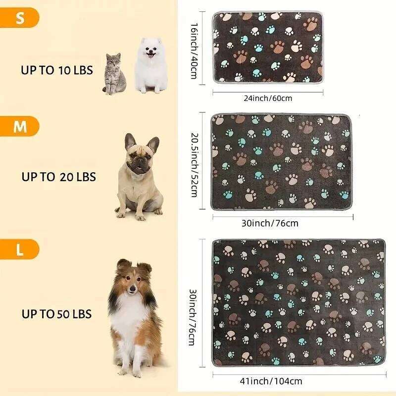 EFF 3PCS Soft Flannel Fleece Cat Dog Bed Mats Paw Foot Print Warm Pet Blanket Sleeping Beds Cover Mat For Pets Supplies 26W01130
