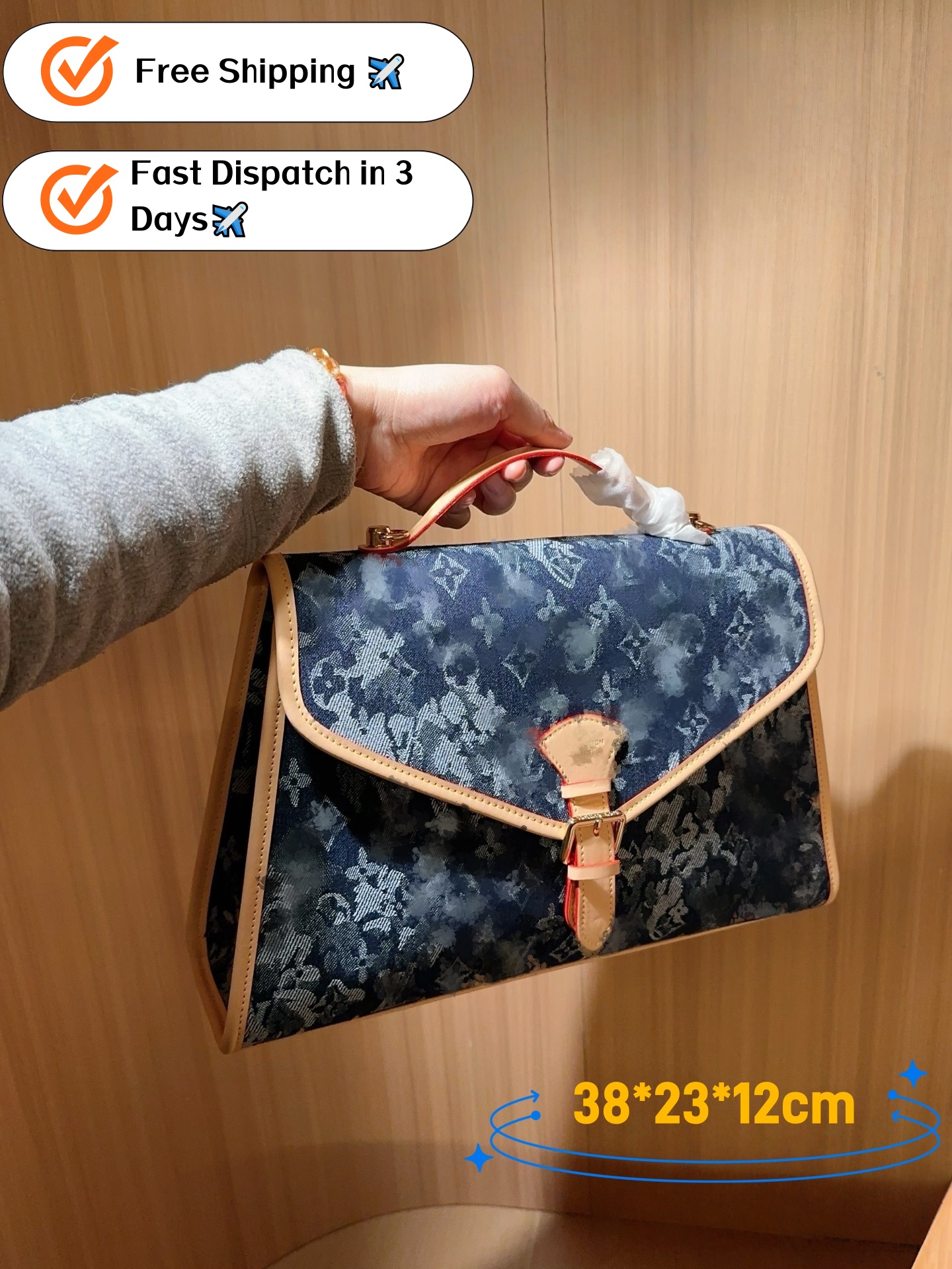 Briefcases Designer L Bags Briefcase Double Layered Casual Computer Handbag Over One Shoulder genuine leather bag denim handbag