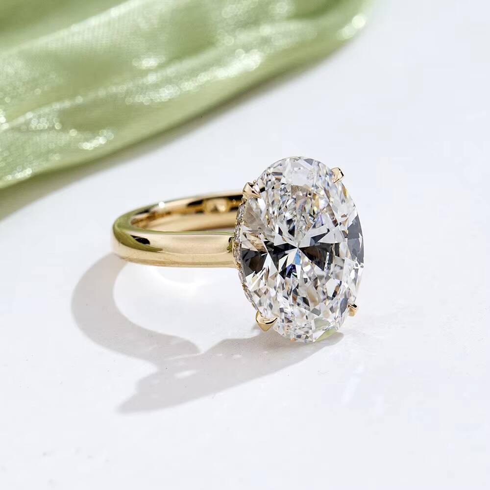 Messi Jewelry MSR-2032 18k Yellow Gold Luxury Ring Oval Cut Lab Grown Diamond Ring