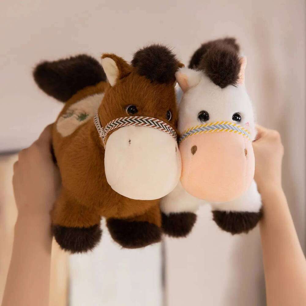 23cm Cute Horse Plush Toy Adorable New Year Lucky Mascot Soft Stuffed Pony Kawaii Zodiac Animal Birthday Xmas Gift for Kids Y260128