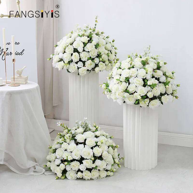35/40/50/60cm Large White Rose Hydrangea Artificial Flower Wedding Table Centerpiece Floral Ball Party Stage Deco Props Y260130
