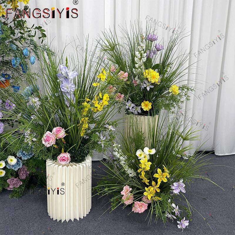 Colorful Rose Greenery Plant leaves Artificial Flower Arrangements For Wedding Backdrop KT Board Decor Table Event Flowers W260130