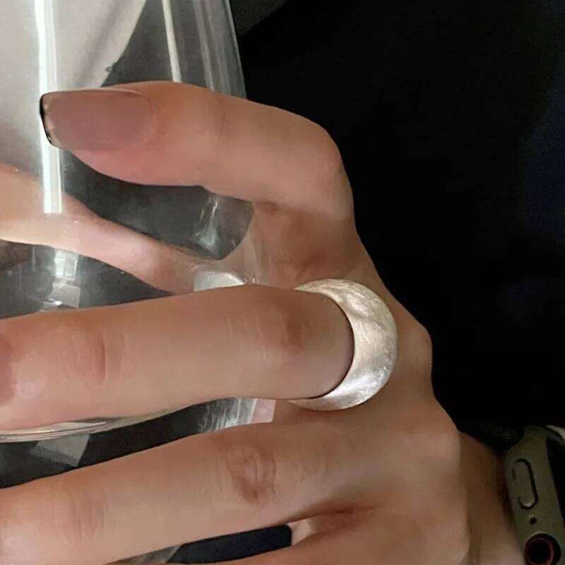 ANENJERY Silver Color Matte Brushed Surface Circular Open Ring For Women New Fashion Delicate Jewelry Gift XJ260130