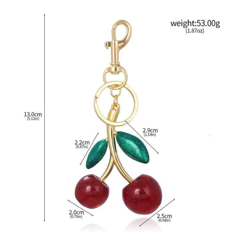 Fashion Delicious Red Cherry Keychain Summer Fruits Cherries Pendant Keyring For Women Men Jewelry Bag Accessories Gift Z260130