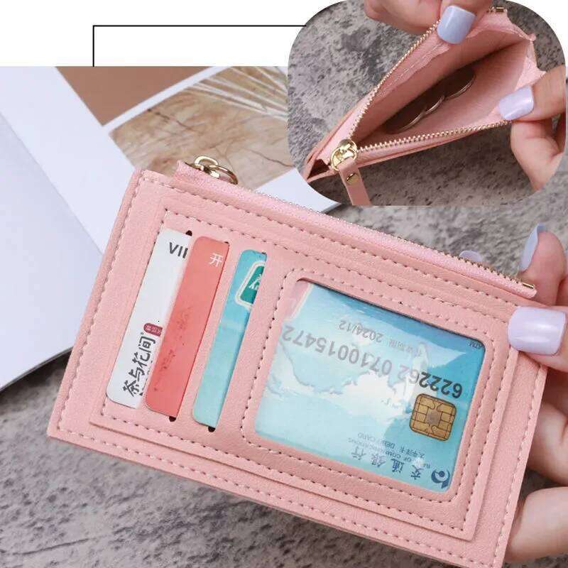 Men's Women's PU Zipper Cash ID Credit Pure Color Mini Business Case Name Card Holder Holiday Gift Tarjetero Z260130