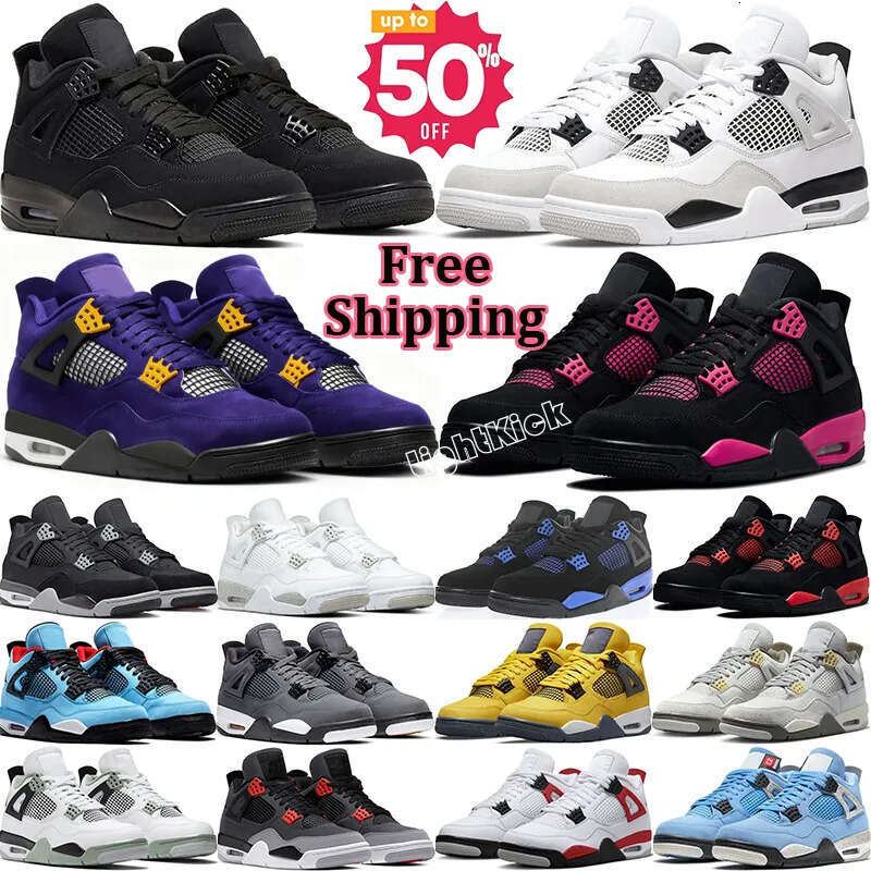 4 Men 4s Basketball Desinger Shoes Black Cat 2025 University Women White Pure Money Pink Thunder Oreo Military Blue Sneakers with BOX