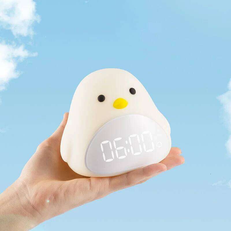 F2 Time Bird Light Alarm Clock Cartoon Cute Silicone Touch USB Bedside LED Night Lamp For Children Baby Kids Gift W260130