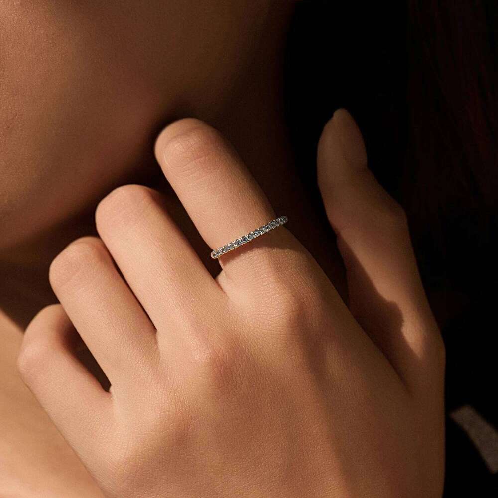 MODIAN 925 Sterling Silver Sparkling Round Clear Cubic Zirconia Retro Stacking Rings For Women Fine Jewelry XJ260130