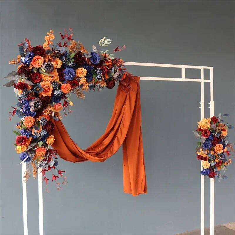 Customized Artificial Flower Arrangement Luxury Blue Orange Rose Floral Runner for Wedding Arch Backdrop Decoration Home Decor Y260130