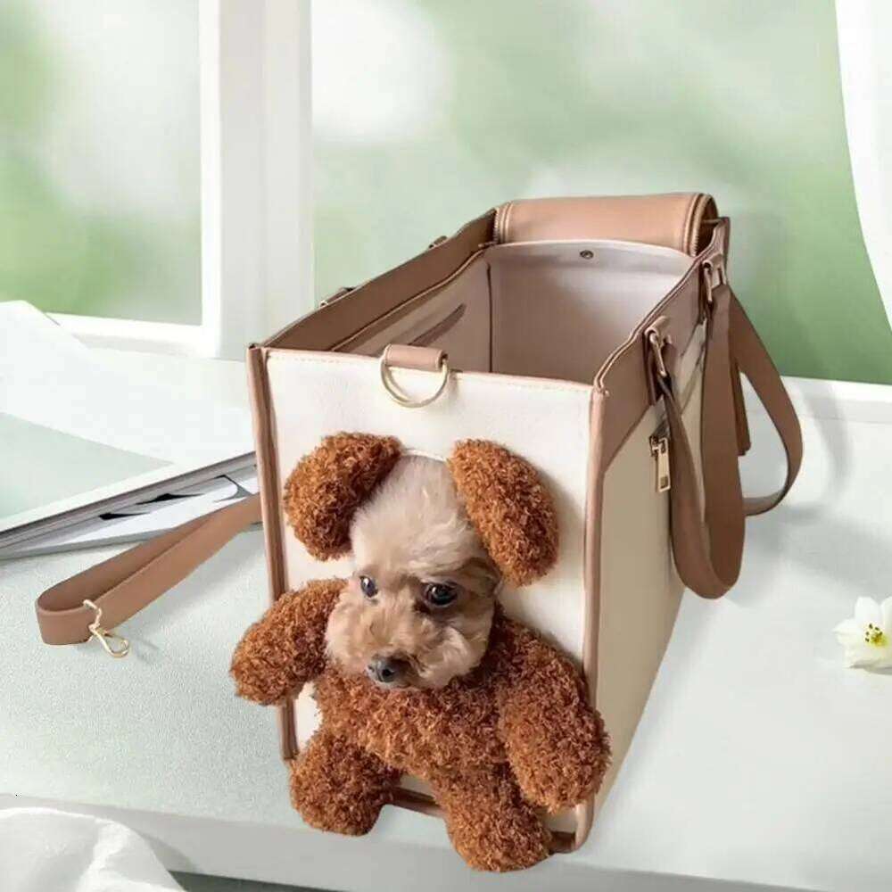 Dog Tote with Leash Clip Peek Window Soft Shoulder Bag Pet Carrier Handbag for Small Dogs or Cats Bichon Poodle Yorkie 26H0130