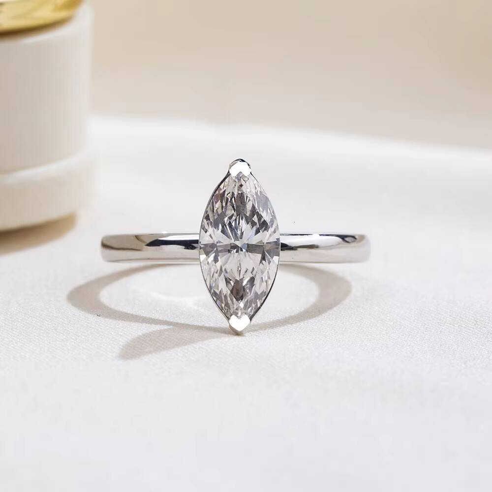 Custom Fine Ring Jewelry MSR-1856 PT950 Marquise Cut 16CT E VVS2 Lab Grown Diamond Ring