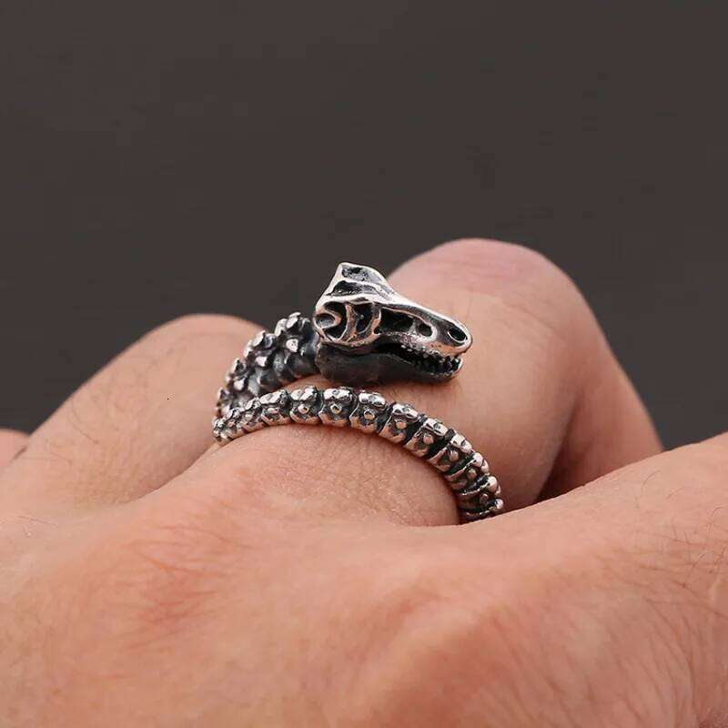 Buyee 925 Sterling Silver Dinosaur Bone Bold Large Statement Ring for Men Women Unique Fine Fashion Jewelry Gift XJ260130