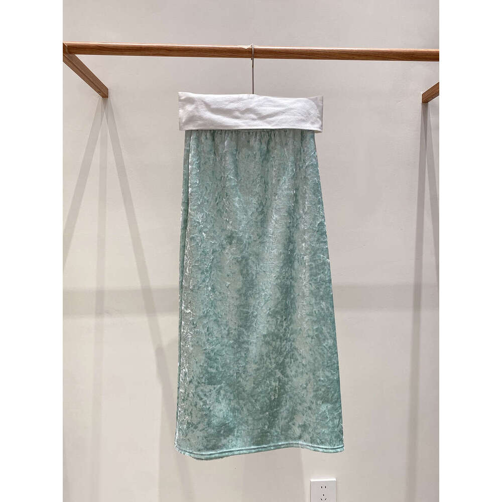 Zhihetang New Chinese National Style Diamond Velvet Half Winter Fleece Lined Thickened Split Straight Skirt LEEGO LENS