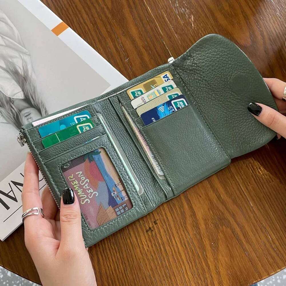 Short Wallets for Women Genuine Cow Leather Coin Purse New Soft Cowhide Wallet Card Holder Fashion Solid Color Handbag Z260130