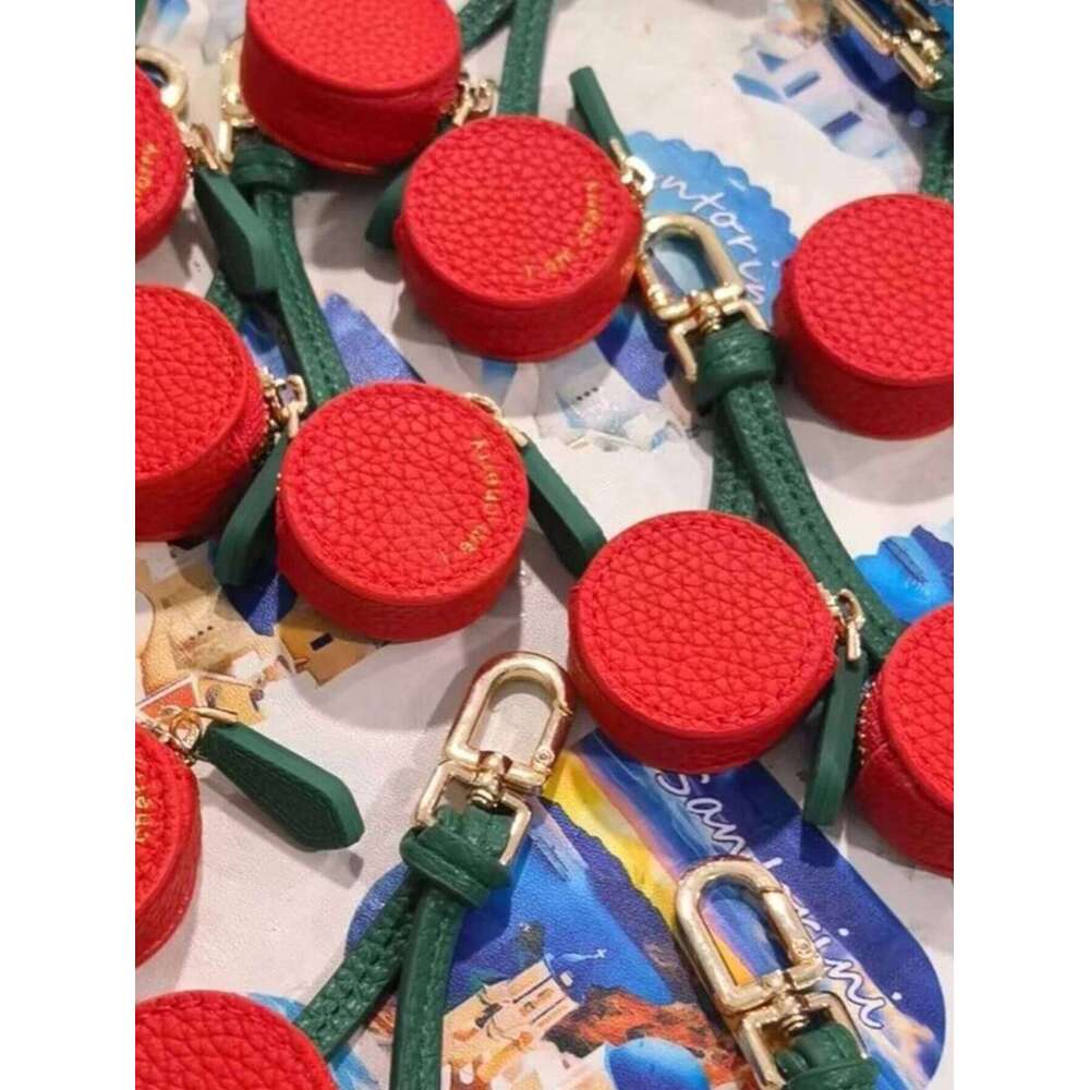 1pcs Stylish unique red cherry fruit pendant coin purse mini cute keychain charm small bag gift for women and girls Z260130