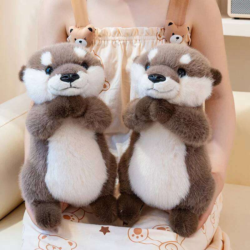 Hugging Plush Fluffy Cozy Magnetic Animal Cute Well-behaved Baby Otter Doll Funny Children Toys Nice Gift Y260128