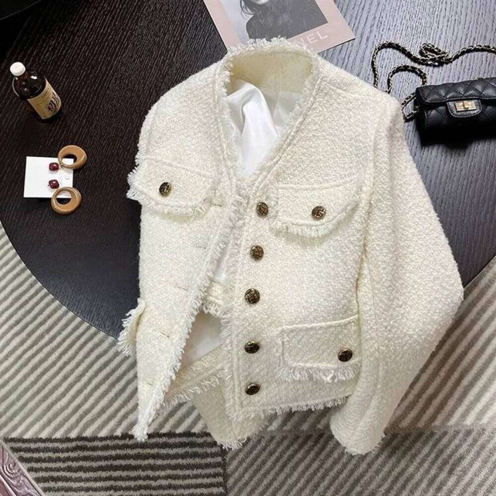 ZHE HAN Tweed Jacket English Style Womens Spring Quilting Fabric Multi-Functional Outdoor Morning Workjacket Splashproof Regular Stylish
