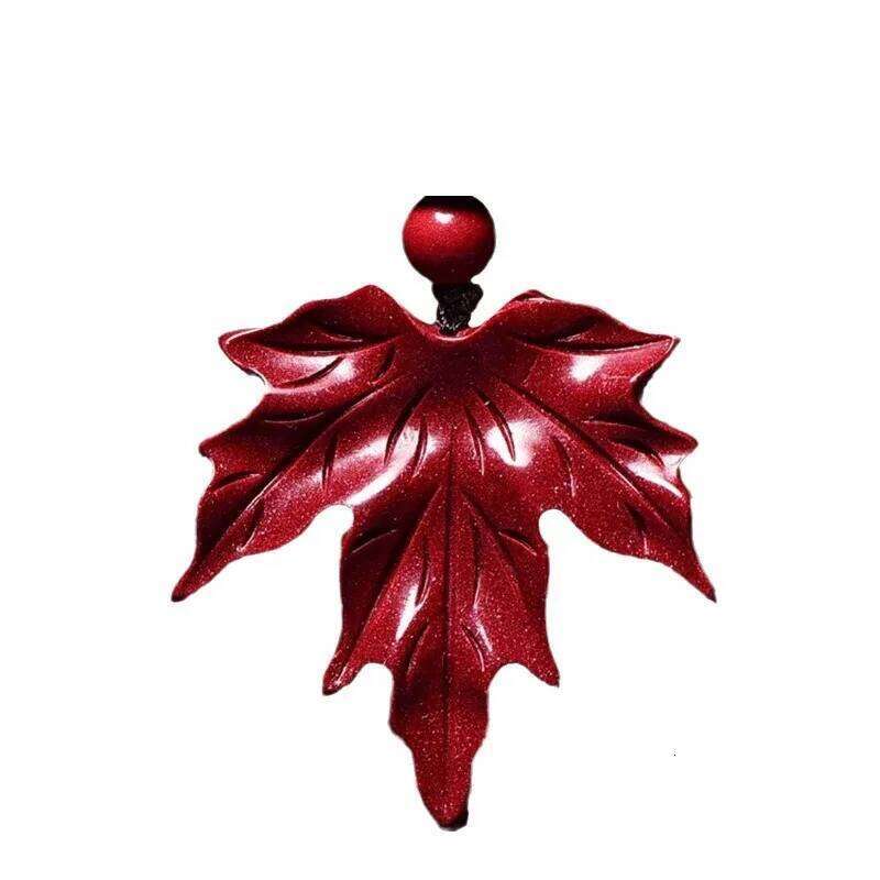 Cinnabar Maple Leaf Pendant Necklace, Men's and Women's Lucky Charm Pendant, Fashion Jewelry Accessories, Sweater Chains, Gifts Z260130