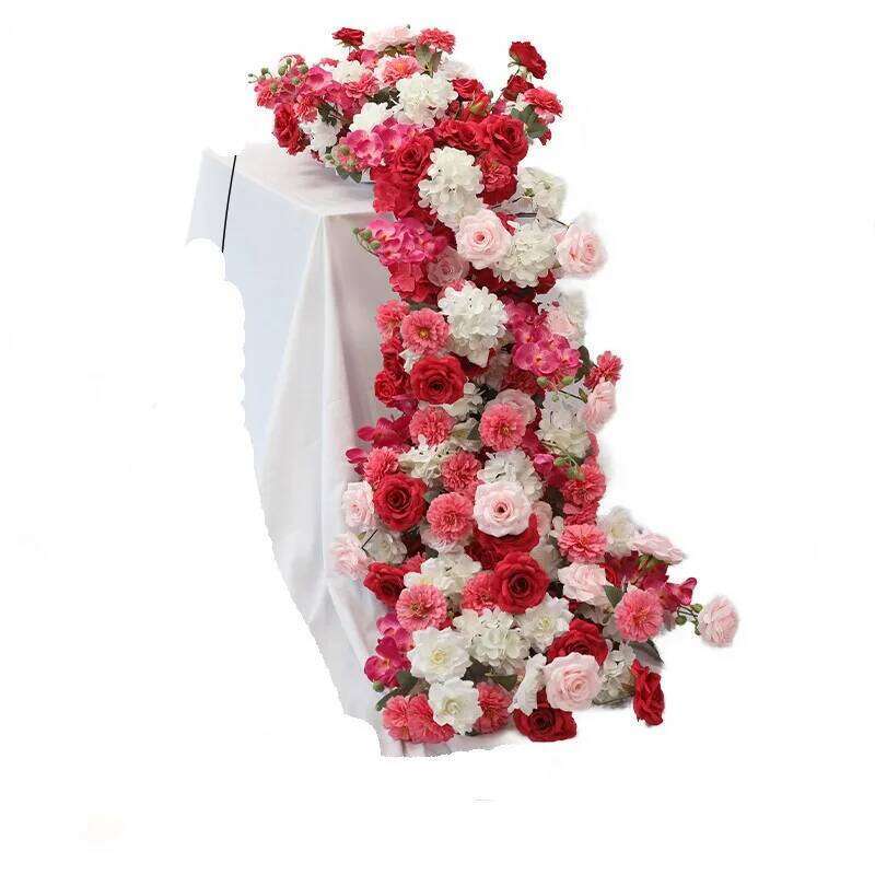 Luxury 200CM Artificial Flower Row Table Centerpiece Wedding Rose Peony Mix Flowers Backdrop Wall Arches Deco Party Stage Floral Y260130