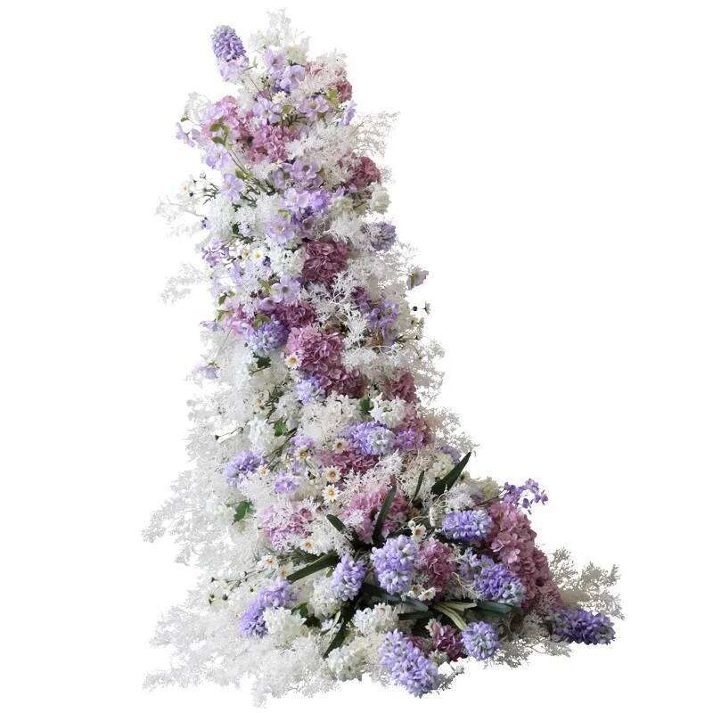 2M purple Rose 5D Wedding Backdrop Arch KT Board Decor Floral White Baby Breath Arrangement Table Runner Flower Event Party Prop W260130