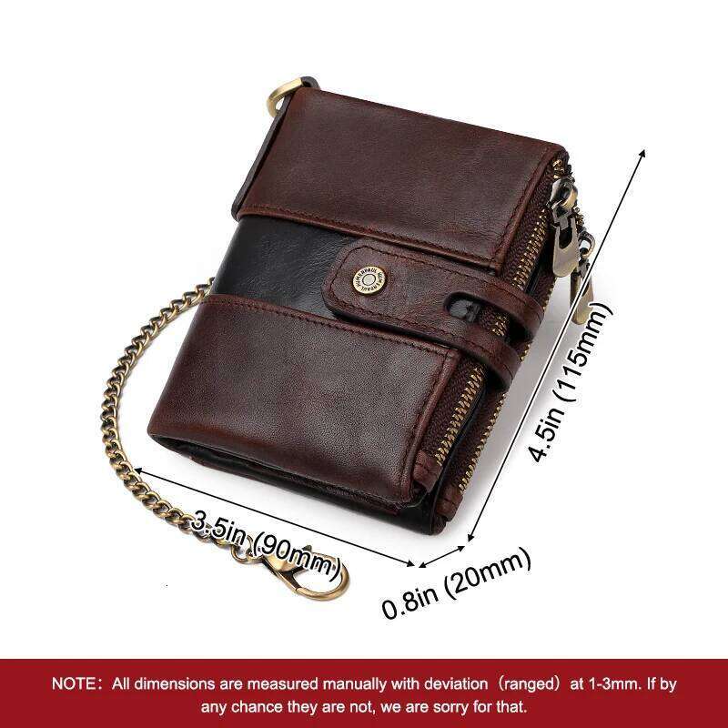 HUMERPAUL Genuine Leather Men's Wallet Fashion Quality Travel Purse Rfid Card Holder Wollst for Men with Chain Z260130