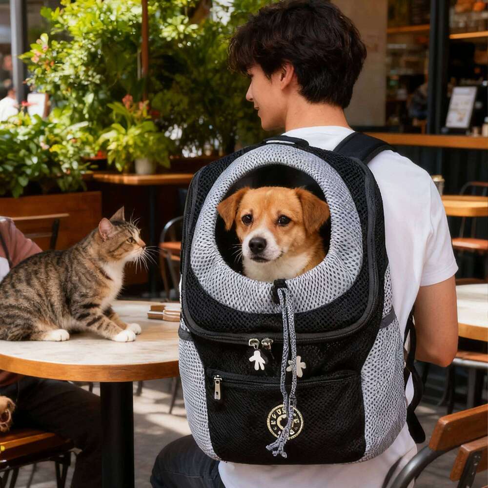 Backpack for Pets, Thickened Sponge Pet Front-Facing Carrier Backpack, Portable Puppy Transport Dog Bag 26H0130