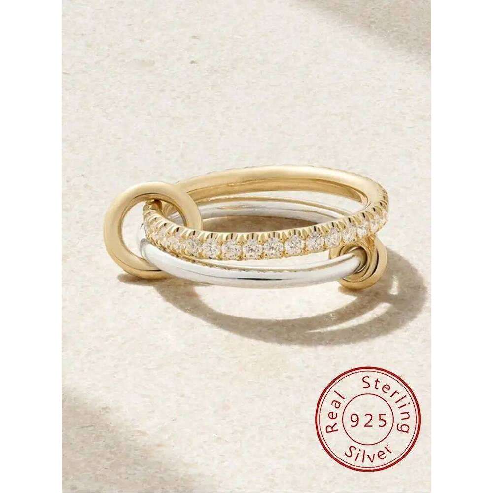 925 Sterling Silver Simple Fashionable Double Round Zircon Ring For Women Anniversary Luxury High Quality Fine Jewelry XJ260130