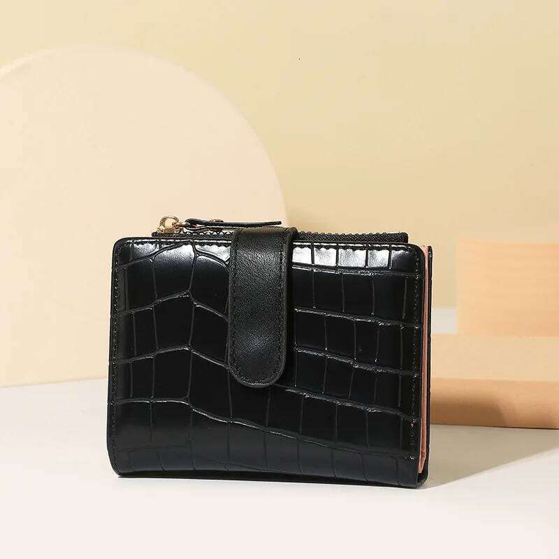 Multi-card Slots Short Wallet Fashion Luxury Leather Solid Color Clutch Crocodile Print Waterproof Card Bag Women Z260130
