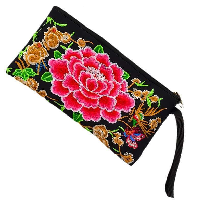 Ethnic Style Bag Embroidered Clutch Mini Phone Coin Purse Women's Long Wallet Individually Packaged