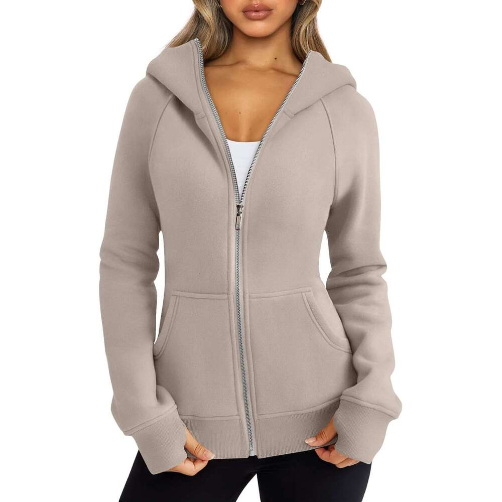 Women's Full Zip Up Hoodie - Fitted Long Sleeve Sweatshirts For Fall And Winter