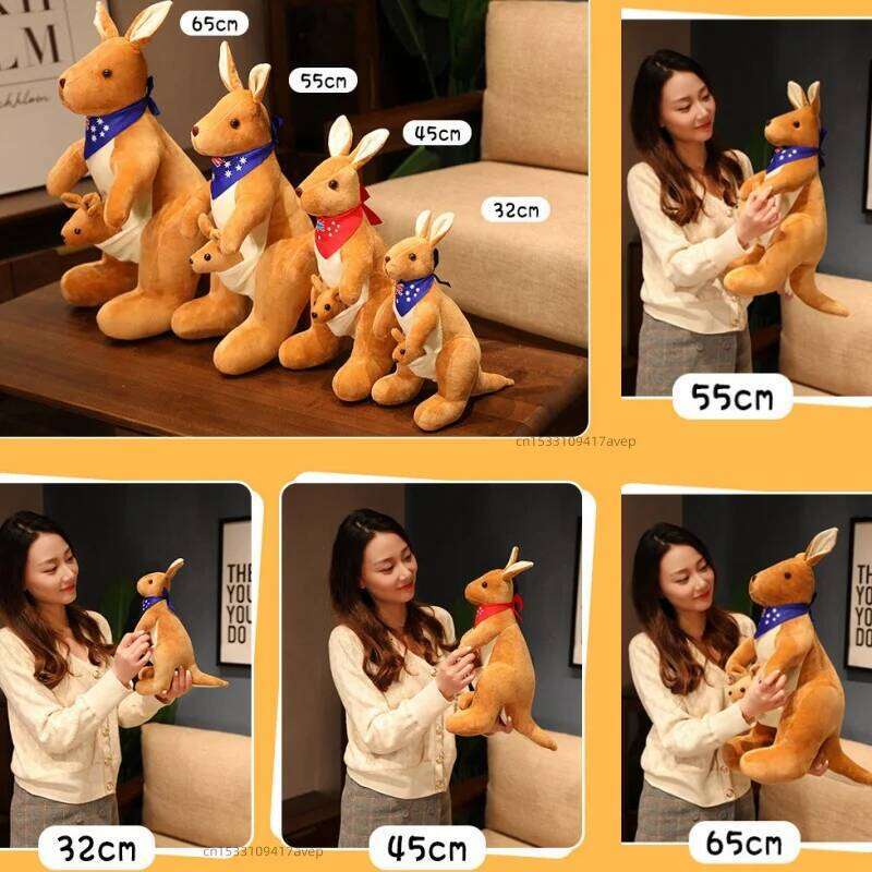 Lifelike Scarf Mum With Baby Plush Kids Toy Simulation Australian Animals Kangaroo Plushie Funny Gift for Children Y260128