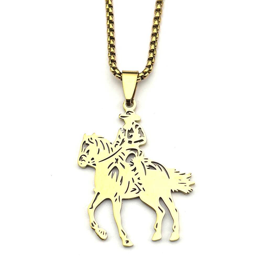 Fashion Cowboy Horse Chain For Women Men Stainless Steel Silver Color Animal Pony Power Ranch Male Necklace Festival Jewelry