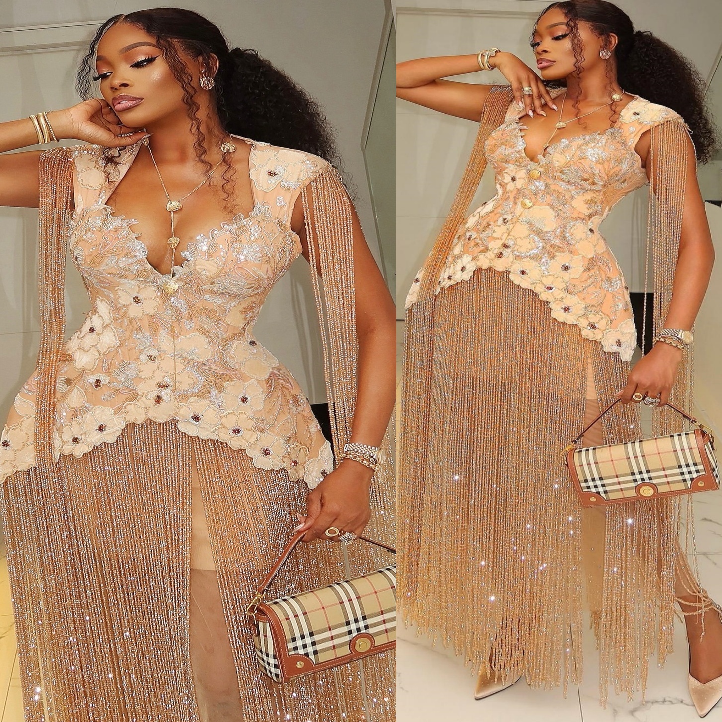 Aso Ebi Champagne Sheath Prom Dresses 2026 Beadings Floral Lace Evening Formal Party Second Birthday Engagement Gowns Plus Size Dress For Special Occa