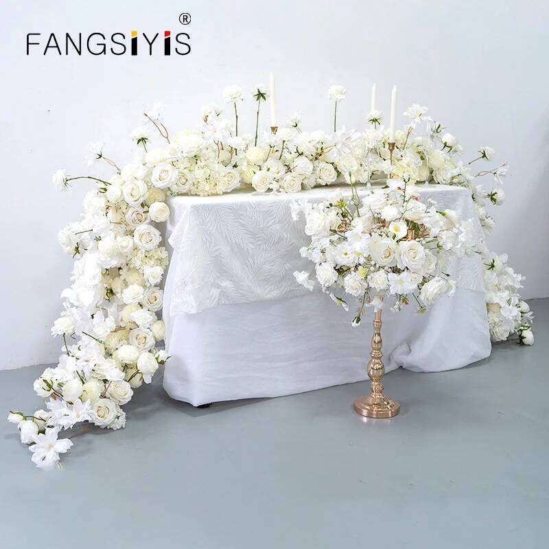 Luxury Wedding White Rose Orchid Row Runner Arrangement Banquet Event Decor Table Flower Ball Party Props show Floral Y260130