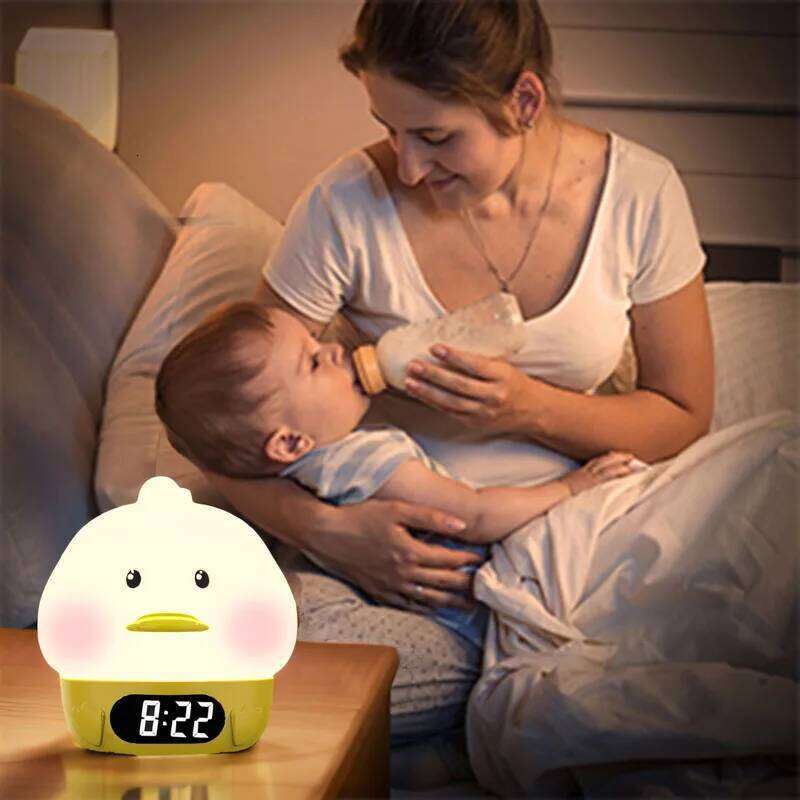 Digital Children Wake Up Night Light Rechargeable Alarm Clock Lamp for Bedroom Room Decor W260130