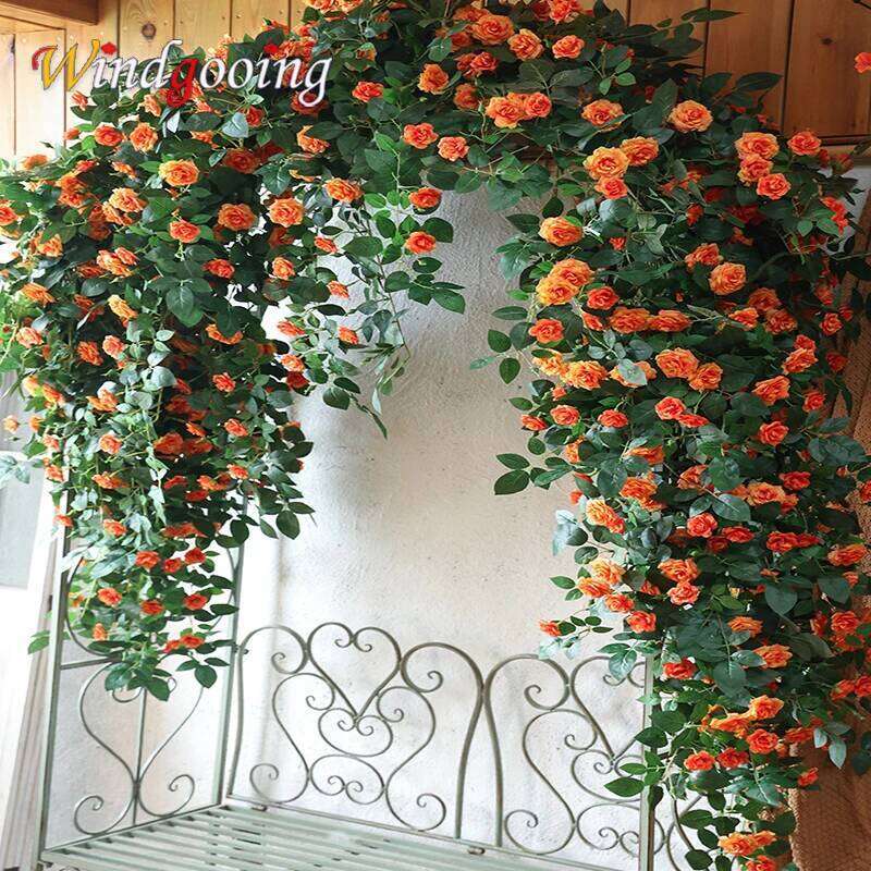 Artificial flowers Plants Green Lvy Leaves flower Rose Vine Home Wedding Garden Decoration DIY Hanging Wall Silk Flower W260130