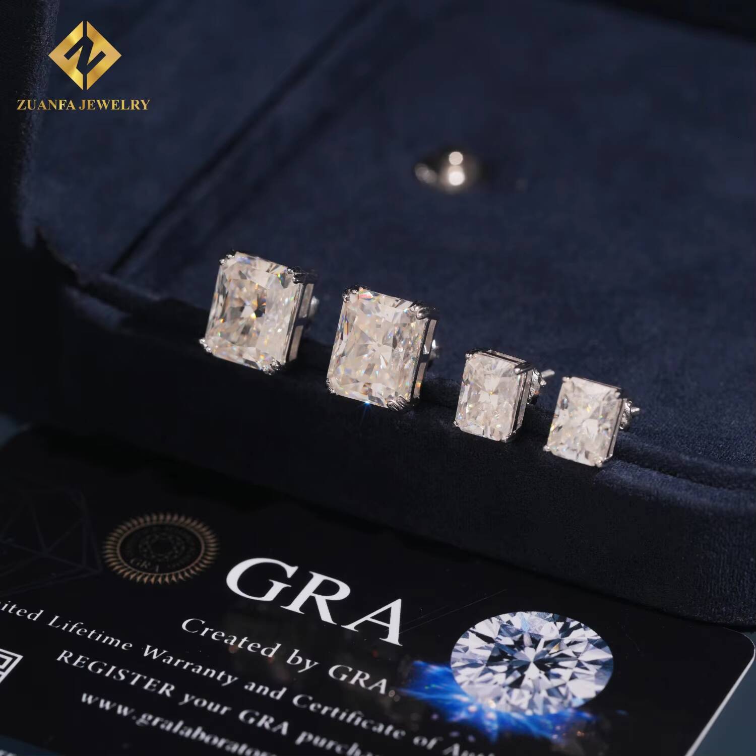 Fashion Moissanite Radiant Cut Stud Earring 925 Sterling Silver VVS1 Moissanite Iced Out Stud Earring Past Diamond Test with GRA