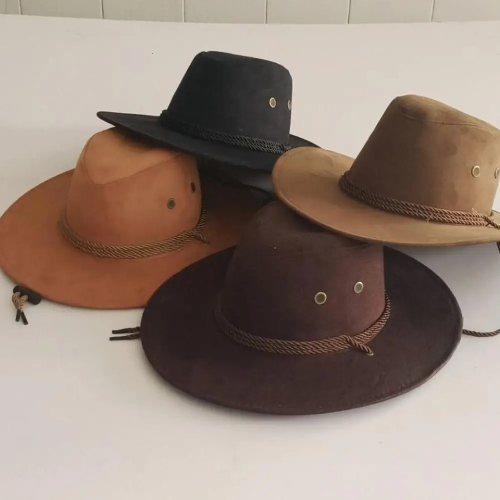Color Men Western Cowboy Hat Big-edge Gentleman Cowgirl Jazz Gifts West Cowboy Hat For Men Color Mongolian Caps Costumes 260120