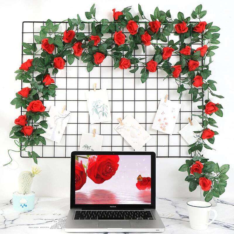 2.4m Rose Artificial Flower Vine For White Pink Home Room Artificials Garland Flowers Wedding Party Decoration Y260130
